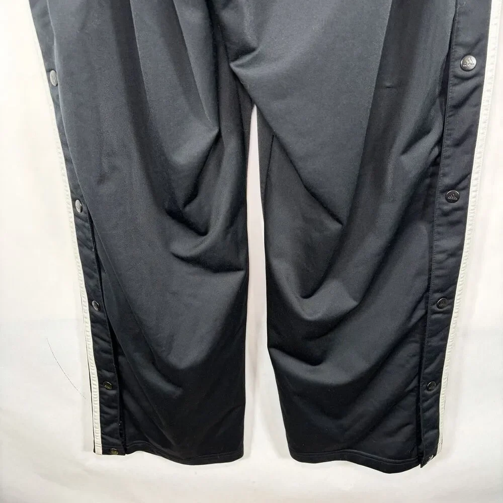 Vintage Y2K Adidas Tear Away Track Pants Mens Large Black Three Stripe 34x31